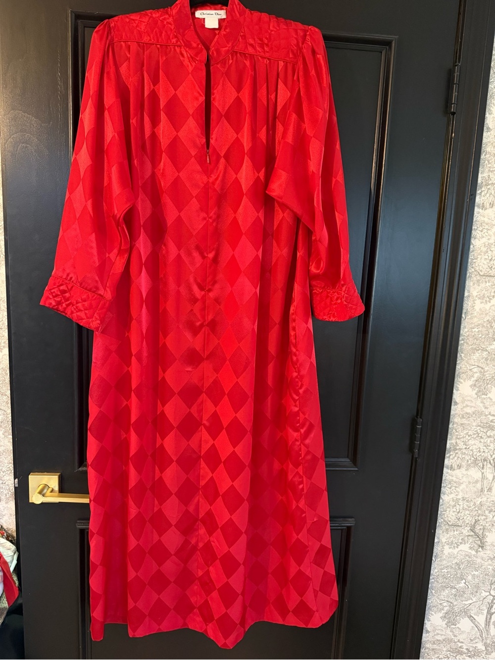Dior Red Maxi Dress with Subtle Diamond Jacquard